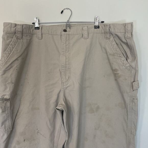 Carhartt Men’s 48x32 B151 TAN Canvas Work Loose Original Fit Pants STAINED - Picture 2 of 10